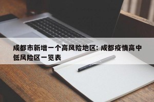 成都市新增一个高风险地区: 成都疫情高中低风险区一览表