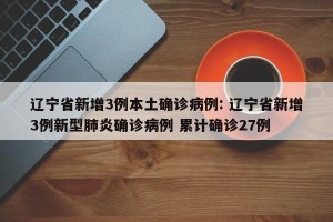 辽宁省新增3例本土确诊病例: 辽宁省新增3例新型肺炎确诊病例 累计确诊27例